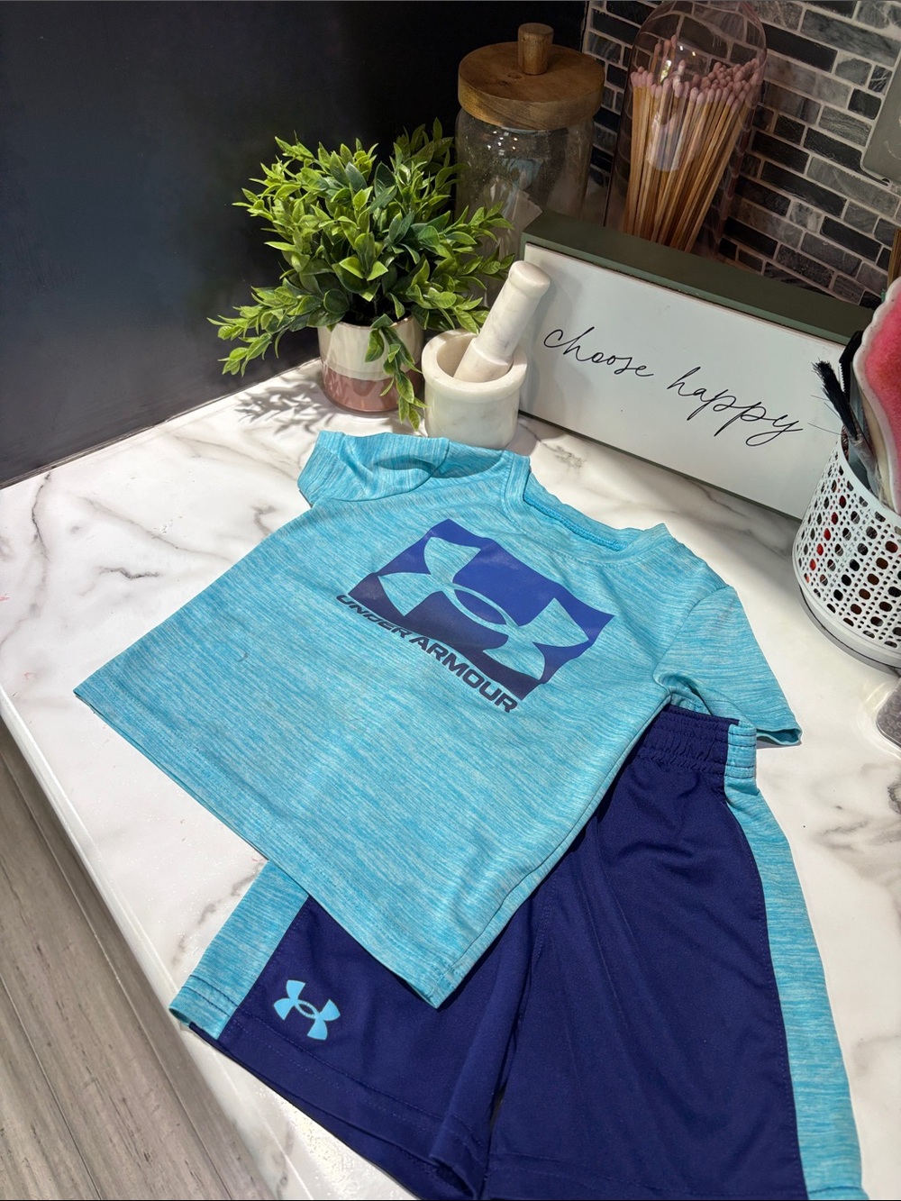 Under Armour Light Blue & Navy Boys Active Wear Set